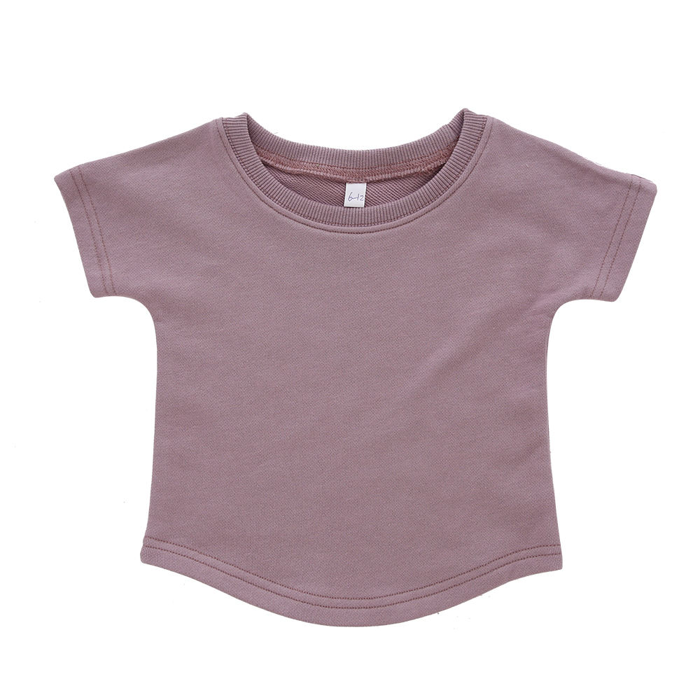 Camiseta clásica 100% algodón, ropa de dormir de Color sólido, Tops de manga corta de algodón orgánico de bambú para bebés, ropa para niños