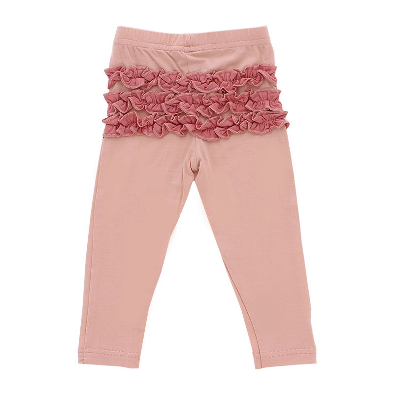 Nuevo superventas, pantalones con volantes triples para niñas pequeñas y niños, Color rosa personalizado, mezcla de licra y bambú, pantalones para bebés pequeños