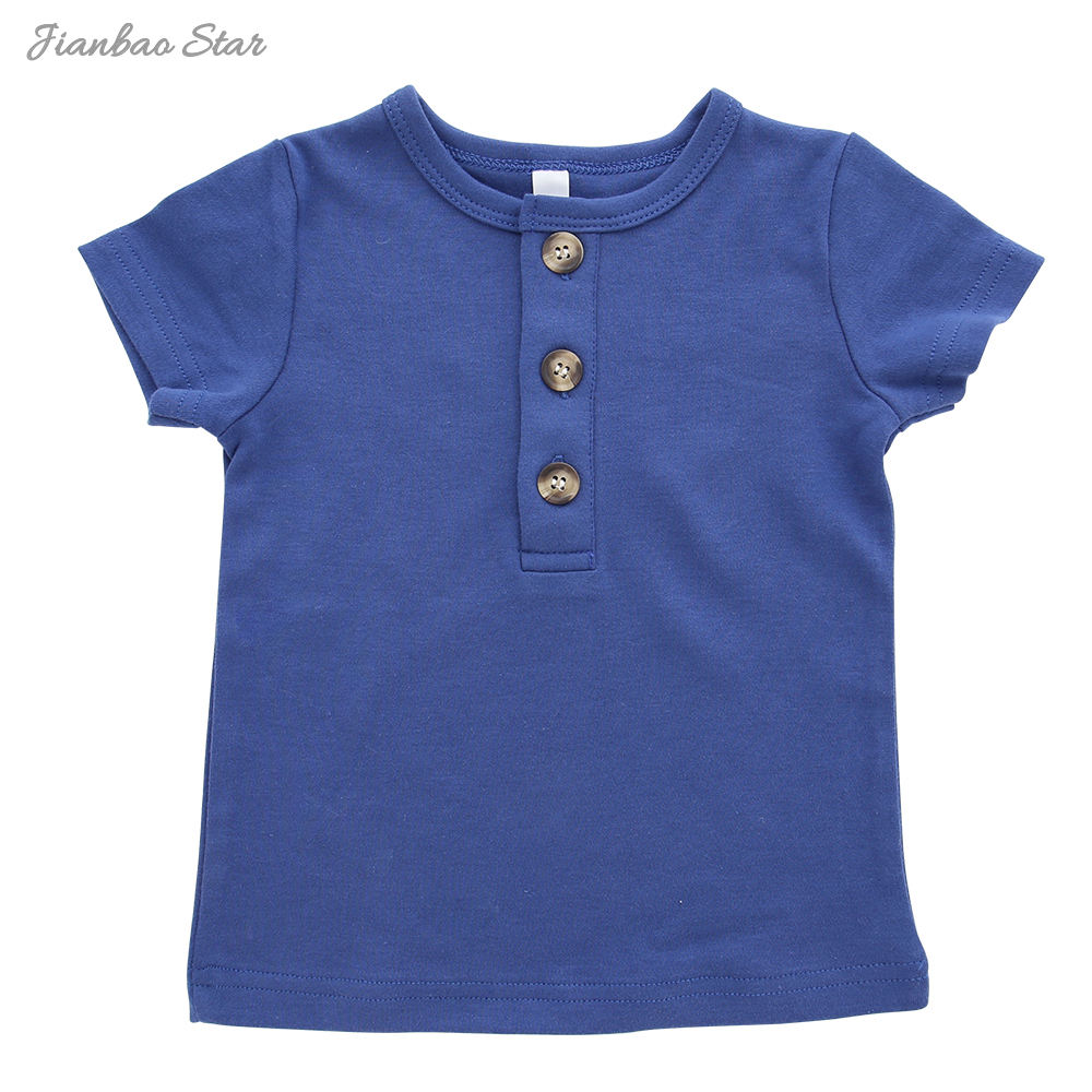Camiseta de manga corta de Color liso para bebé, camiseta Unisex de verano para niños pequeños, ropa de bebé