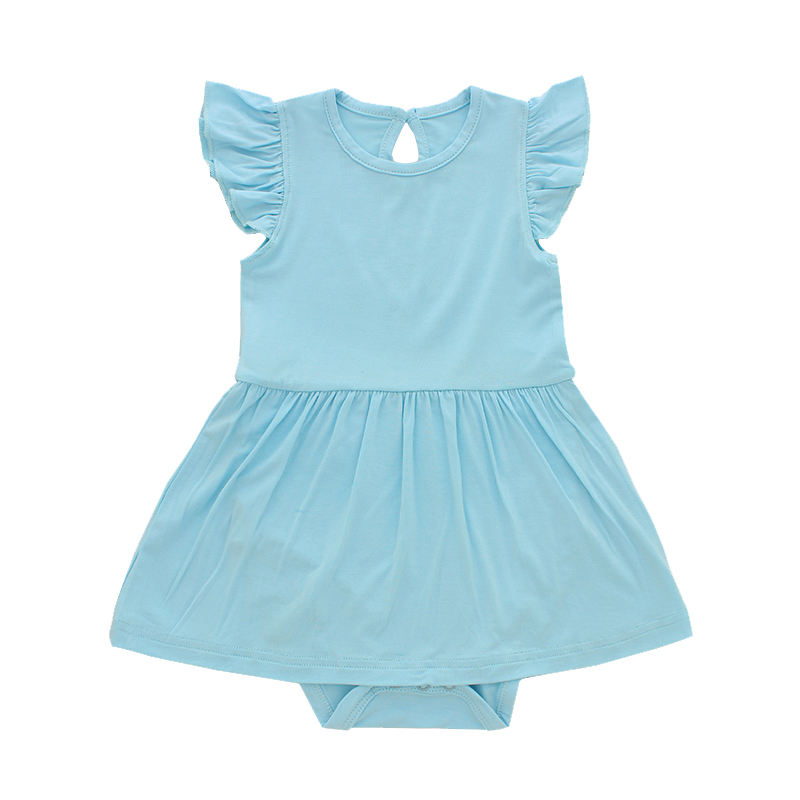 Vestido con volantes para niñas, Color sólido, transpirable y con textura Extra suave, encantadores vestidos de Boutique de verano al por mayor