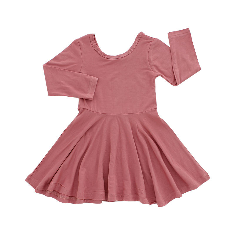 Vestido de manga larga para niñas, falda de estilo clásico, Otoño Invierno, Color sólido, fiesta informal, vestidos para niños pequeños