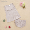 Nuevo lanzamiento, conjunto de vestido de bebé estilo volante con ropa interior, ropa de verano para niñas, conjunto de ropa de bebé saliente de algodón de LICRA y bambú