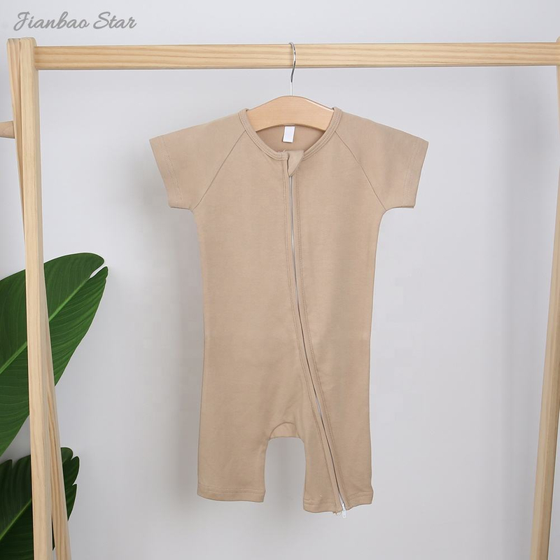 Recién llegado, gran oferta, moda, hermoso diseño, tejido, estilo veraniego, manga corta, cremallera bidireccional, mameluco para bebé