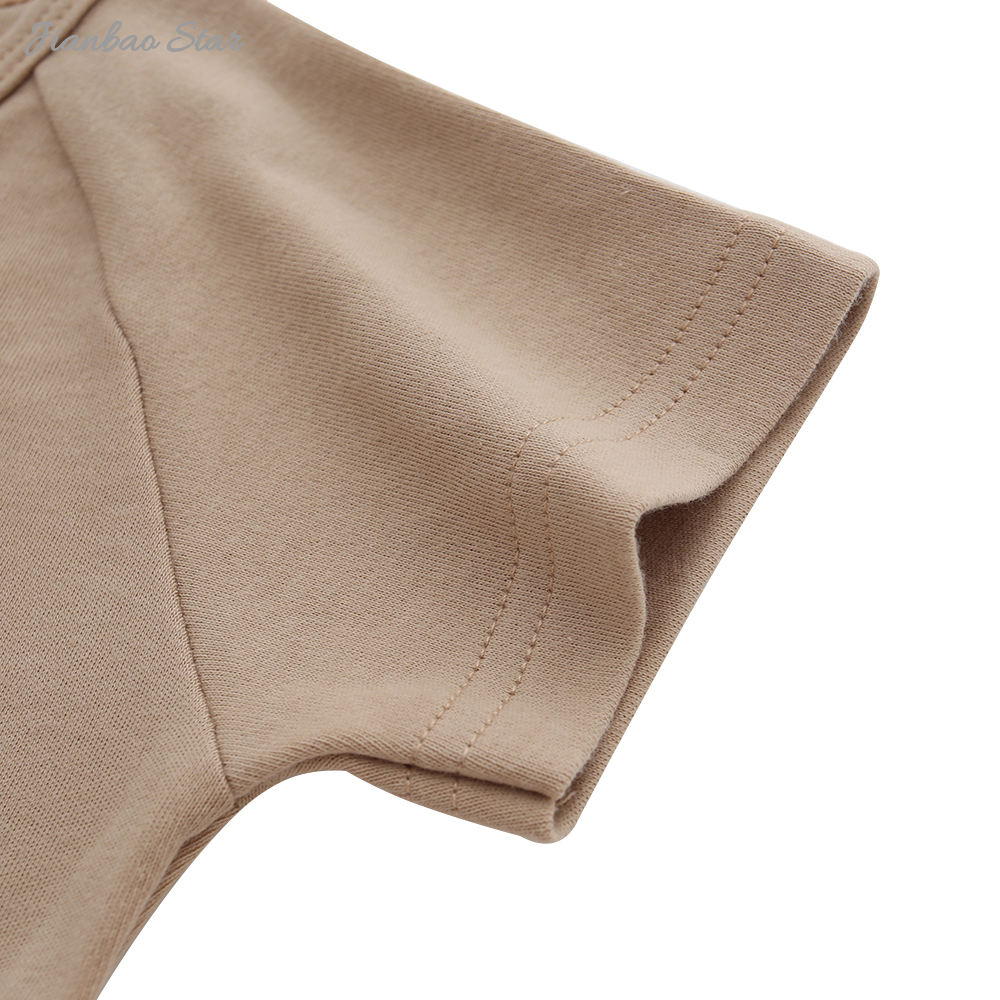 Recién llegado, gran oferta, moda, hermoso diseño, tejido, estilo veraniego, manga corta, cremallera bidireccional, mameluco para bebé