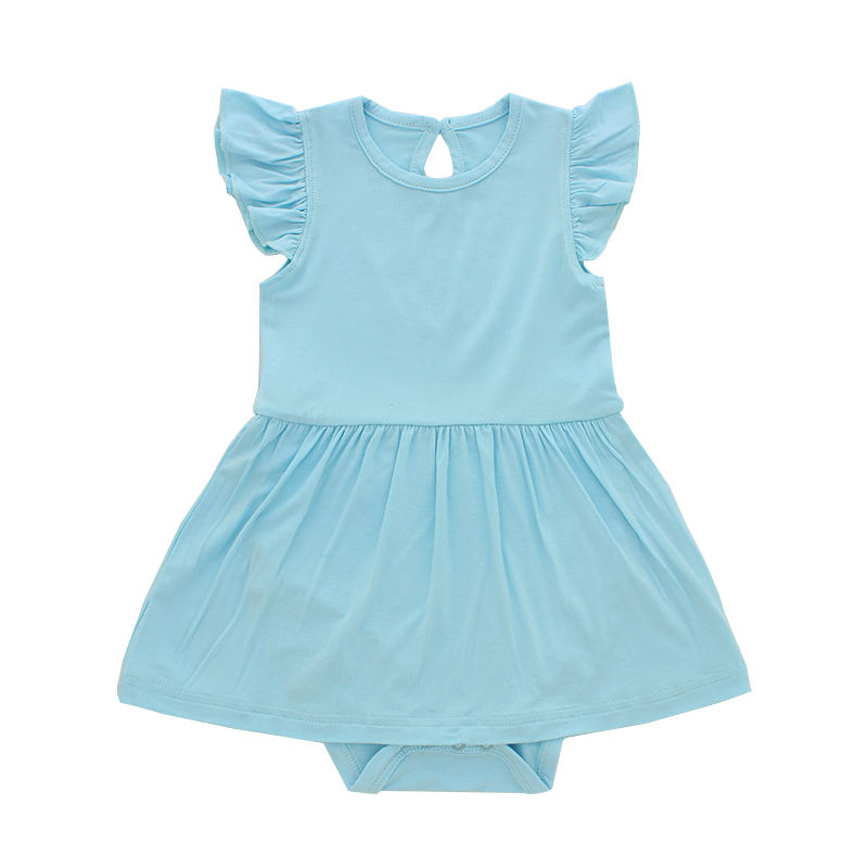 Vestido con volantes para niñas, Color sólido, transpirable y con textura Extra suave, encantadores vestidos de Boutique de verano al por mayor