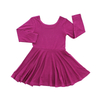 Vestido de manga larga para niñas, falda de estilo clásico, Otoño Invierno, Color sólido, fiesta informal, vestidos para niños pequeños