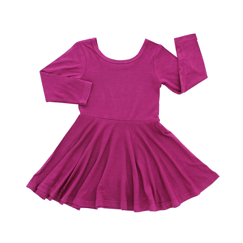 Vestido de manga larga para niñas, falda de estilo clásico, Otoño Invierno, Color sólido, fiesta informal, vestidos para niños pequeños
